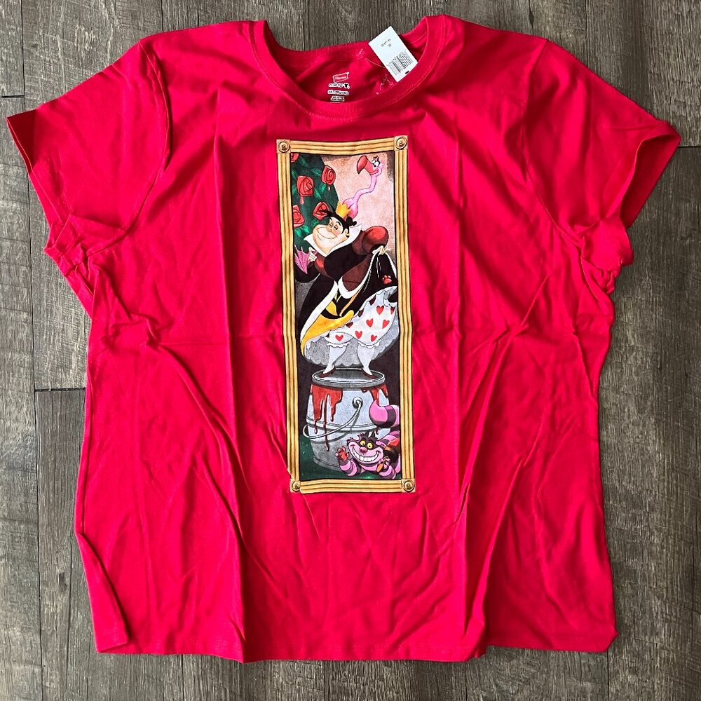 Haunted Mansions Disney Villian Stretching Portrait Queen Of Hearts Womens T-XXL